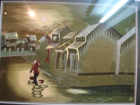 Tranh thêu Phố ánh trăng